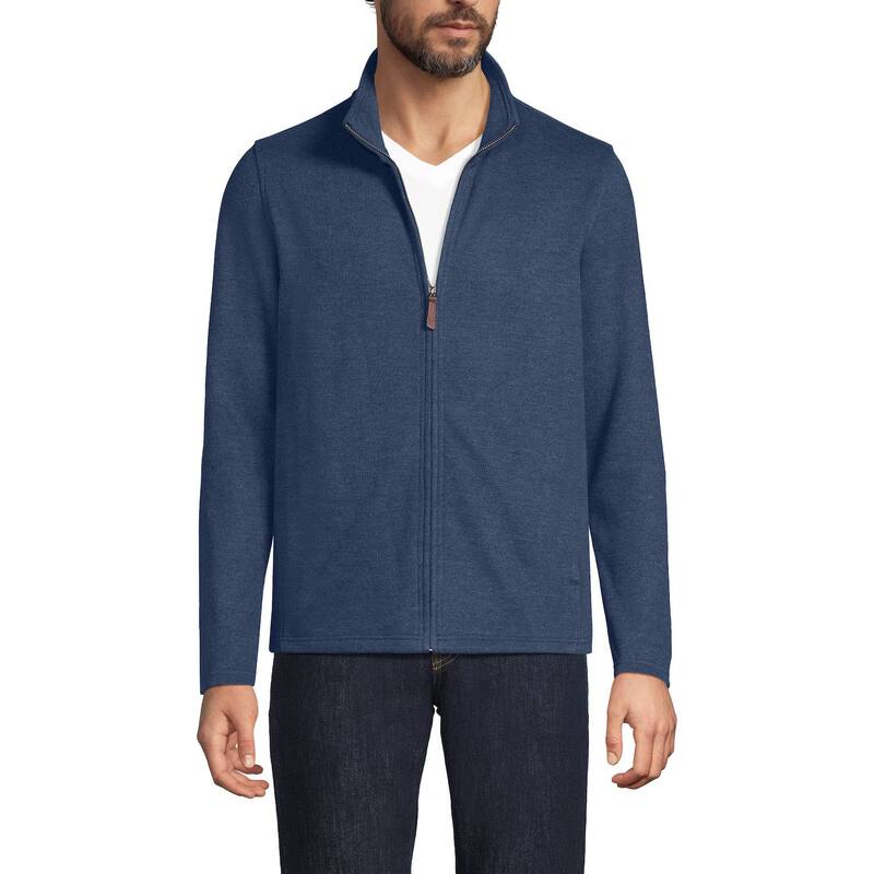 ランズ挙げ句の果て メンズ アウター 編み物・スウェーター Men\u0027s Lands\u0027 End Bedford Rib Full Zip Sweater Medium Denim Heather ギョリュウモドキ