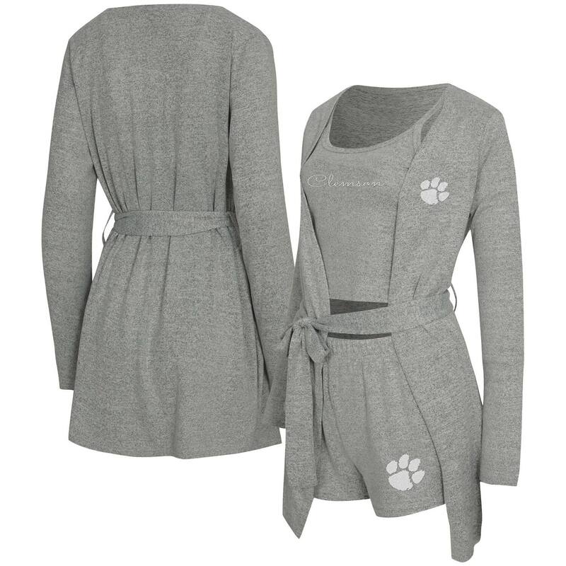 アンブランデッド レディース アンダーウェア ナイトウェア Unbranded Women's Conceptsport Gray Clemson Tigers Rigor Three-Piece Tank Short & Robe Set Clm Grey グレー