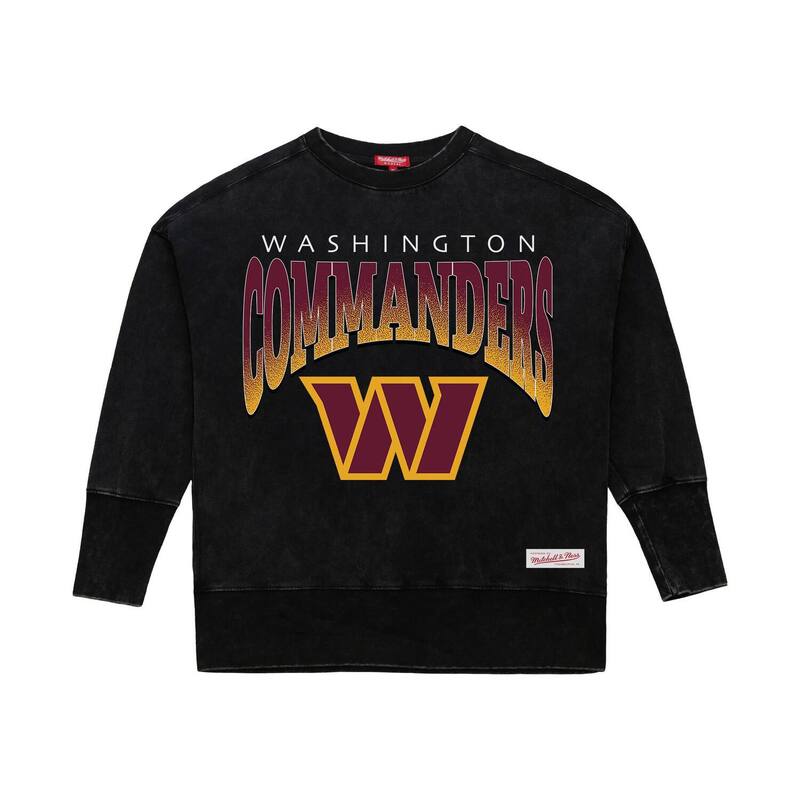 ミッチェル&ネス レディース トップス Tシャツ クルーネック スウェット Women's Mitchell & Ness Black Washington Commanders Delineate Mineral Wash Crewneck Sweatshirt Wft Black ブラック