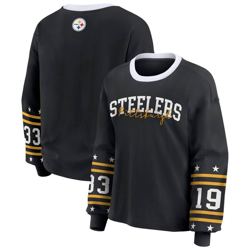 ウェア バイ エリン アンドルーズ レディース トップス Tシャツ プラスサイズ 長袖 Women WEAR by Erin Andrews Black Pittsburgh Steelers Plusize Sport Long-Sleeve T-Shirt Stl Black ブラック