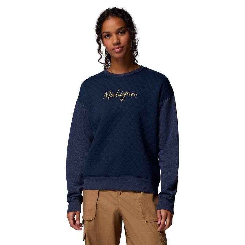 コロンビア レディース トップス Tシャツ キルティング スウェット Women's Columbia Navy Michigan Wolverines Collegiate Hart Mountain Quilted Sweatshirt Mic Navy ネイビー
