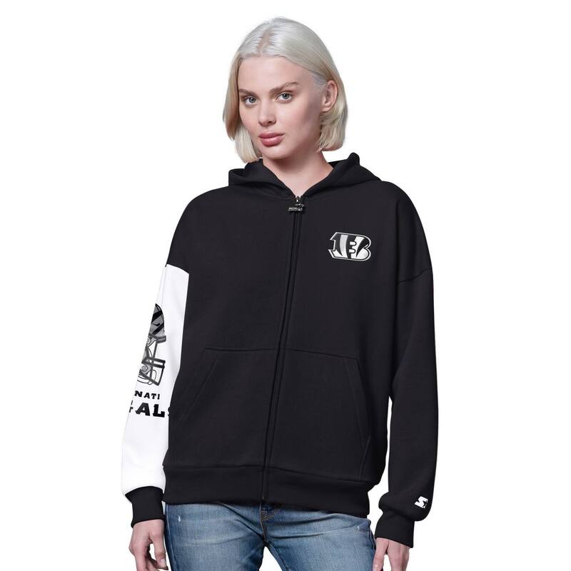 スターター レディース トップス Tシャツ ダウン パーカー Women'starter Black Cincinnati Bengals 4th Down Full-Zip Hoodie Bng Black ブラック