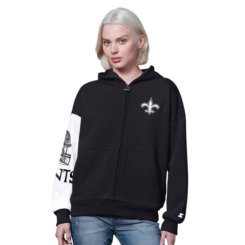 スターター レディース トップス Tシャツ ダウン パーカー Women'starter Black New Orleansaints 4th Down Full-Zip Hoodie Snt Black ブラック