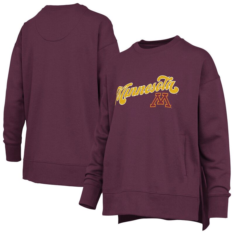 プレスボックス レディース トップス Tシャツ スウェット Women's Pressbox Maroon Minnesota Golden Gophers Bonanza Chenille Harper Script Sweatshirt Min Red レッド