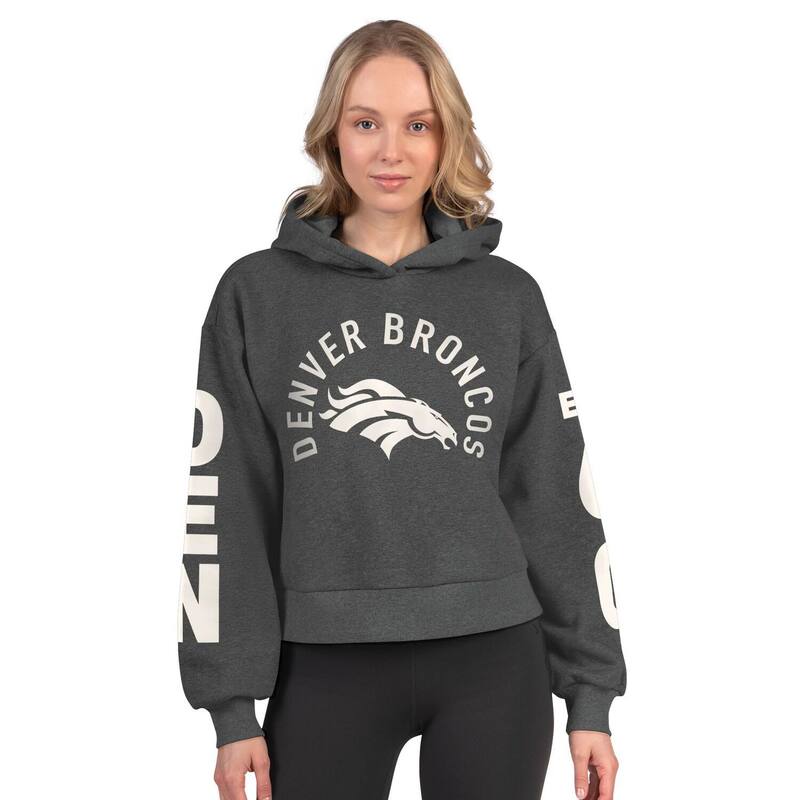 スターター レディース トップス Tシャツ クロップド フリース パーカー Women'starter Heather Charcoal Denver Broncostar Player Cropped Fleece Pullover Hoodie Den Charco チャコール