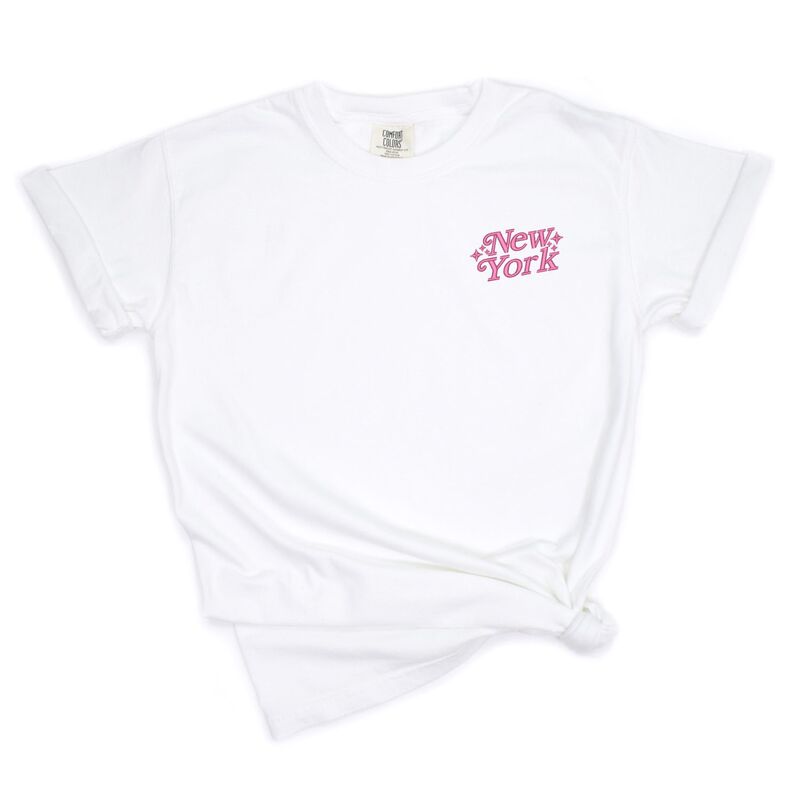 Simply Sage Market レディース トップス Tシャツ 刺繍 Simply Sage Market Embroidered New York Stars Garment Dyed Tee White ホワイト