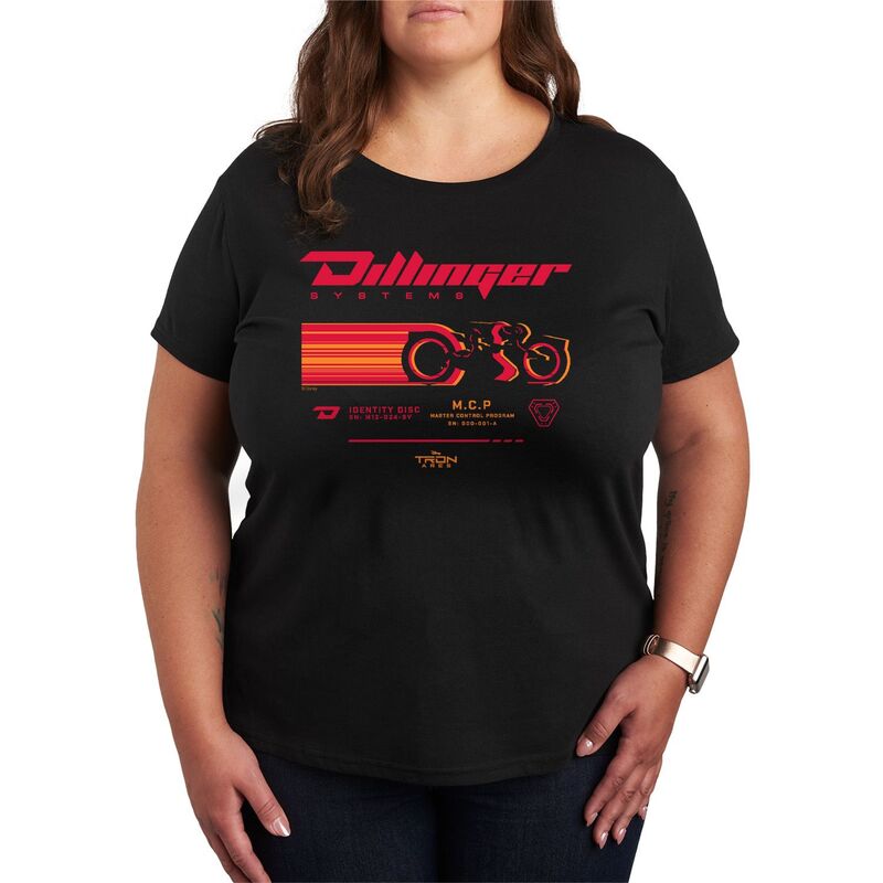 アニメキャラクター レディース トップス Tシャツ プラスサイズ グラフィック Licensed Character Plusize Disney's Tron: Ares Dillinger Systems Tron Graphic Tee Black ブラック