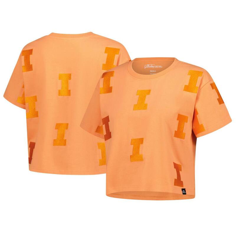 アンブランデッド レディース トップス Tシャツ プリント クロップド Unbranded Women Gameday Social Orange Illinois Fighting Illini Allover Print Heavyweight Cropped T-Shirt Ill Orange オレンジ