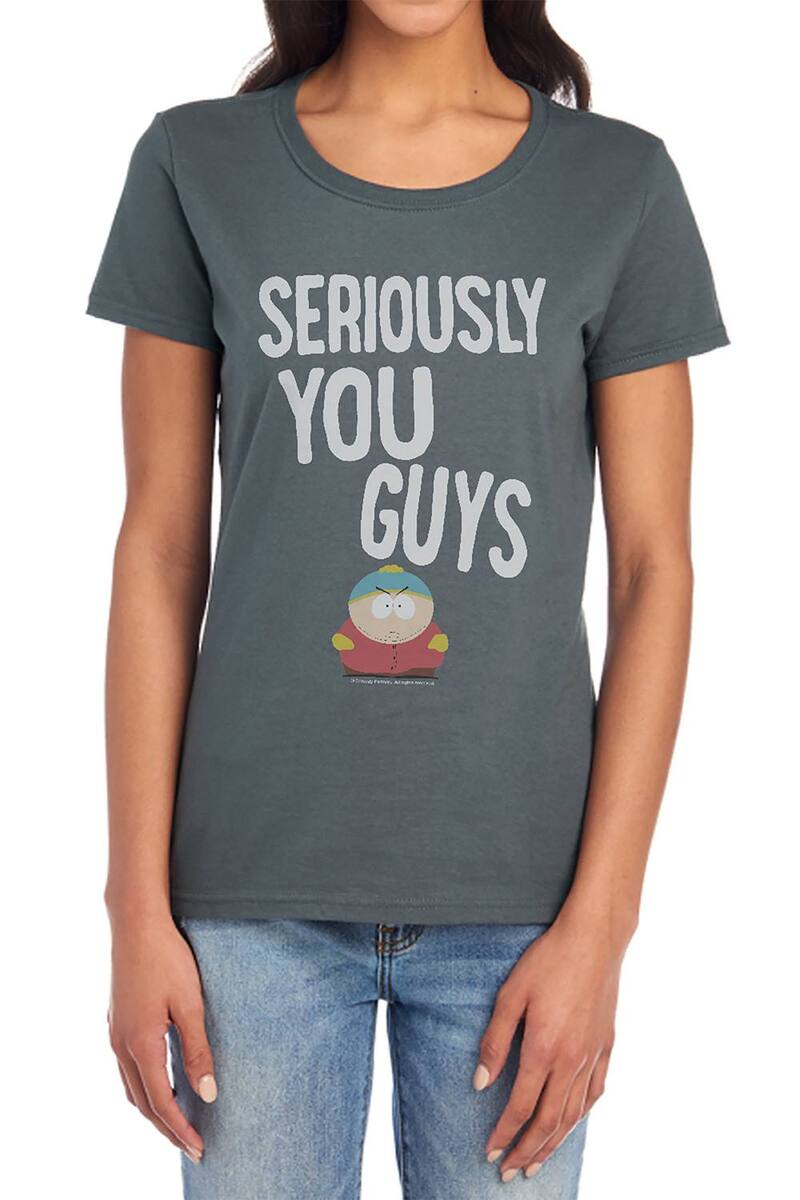 アニメキャラクター レディース トップス Tシャツ グラフィック Licensed Character Juniors' South Park Seriouslyou Guys Graphic Tee Charcoal チャコール