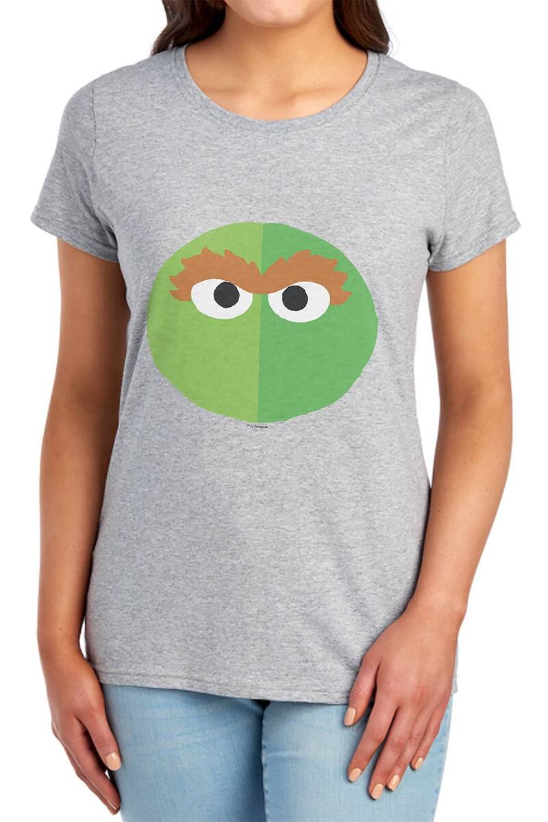 アニメキャラクター レディース トップス Tシャツ グラフィック Licensed Character Juniors' Sesame Street Oscar The Grouch Graphic Tee Heather Gray グレー