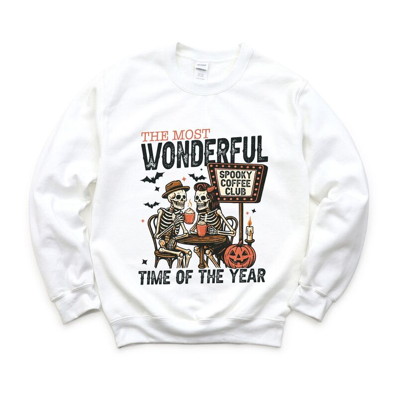 Simply Sage Market レディース トップス Tシャツ スウェット Simply Sage Market Halloween Wonderful Time of the Year Skeletons - Sweatshirt White ホワイト