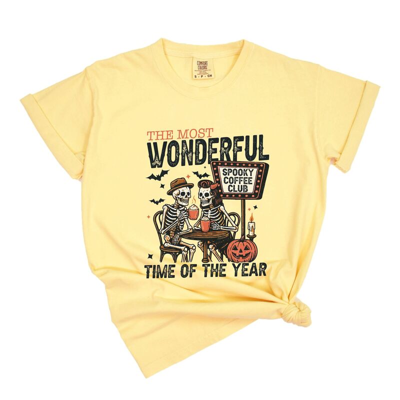 Simply Sage Market レディース トップス ティーシャツ Simply Sage Market Halloween Wonderful Time of the Year Skeletons - Garment Dyed Tee Butter トップス-Tシャツ・カットソー-レディースファッション