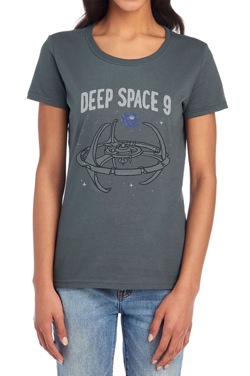 アニメキャラクター レディース トップス Tシャツ グラフィック Licensed Character Juniors' Star Trek Deep Space 9 Graphic Tee Charcoal チャコール