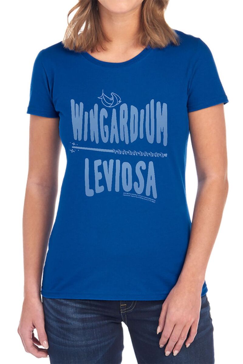 アニメキャラクター レディース トップス Tシャツ グラフィック Licensed Character Juniors' Harry Potter Wingardium Leviosa Graphic Tee Dark Blue ブルー