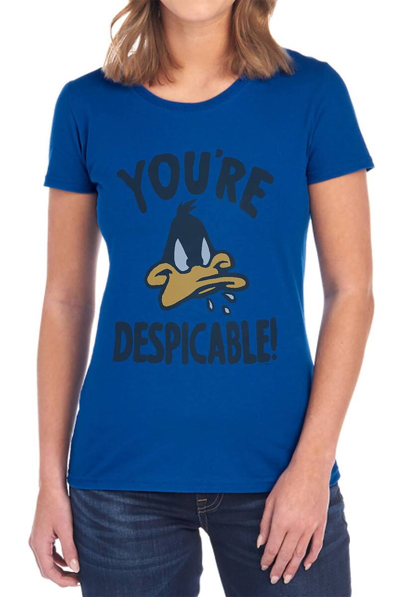 アニメキャラクター レディース トップス Tシャツ グラフィック Licensed Character Juniors' Daffy Duck You're Despicable Graphic Tee Dark Blue ブルー