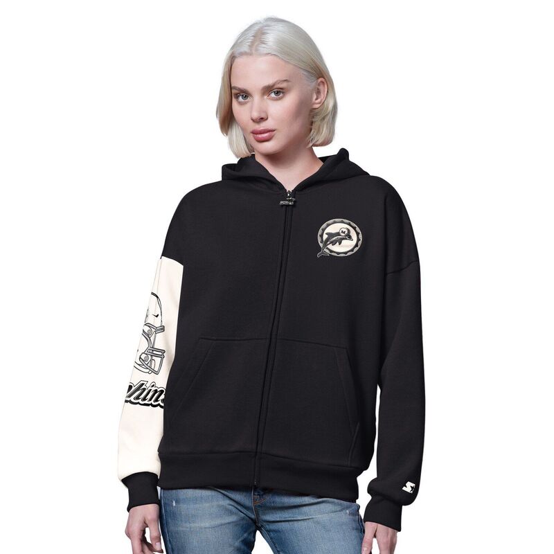スターター レディース トップス Tシャツ ダウン パーカー Women'starter Black Miami Dolphins 4th Down Full-Zip Hoodie Dol Black ブラック 16,265円