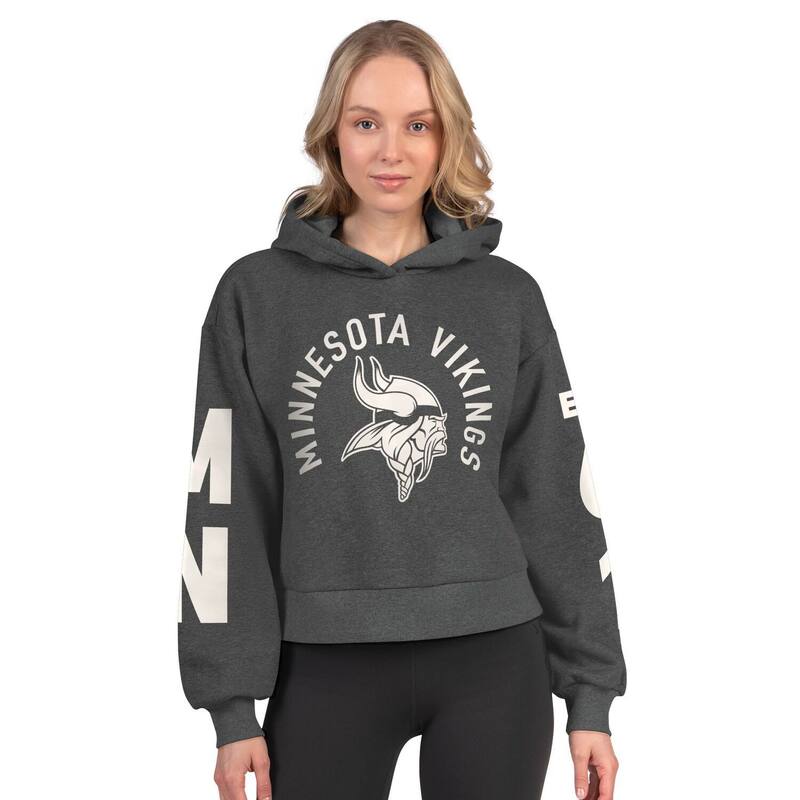 スターター レディース トップス Tシャツ クロップド フリース パーカー Women'starter Heather Gray Minnesota Vikingstar Player Cropped Fleece Pullover Hoodie Mvk Grey グレー