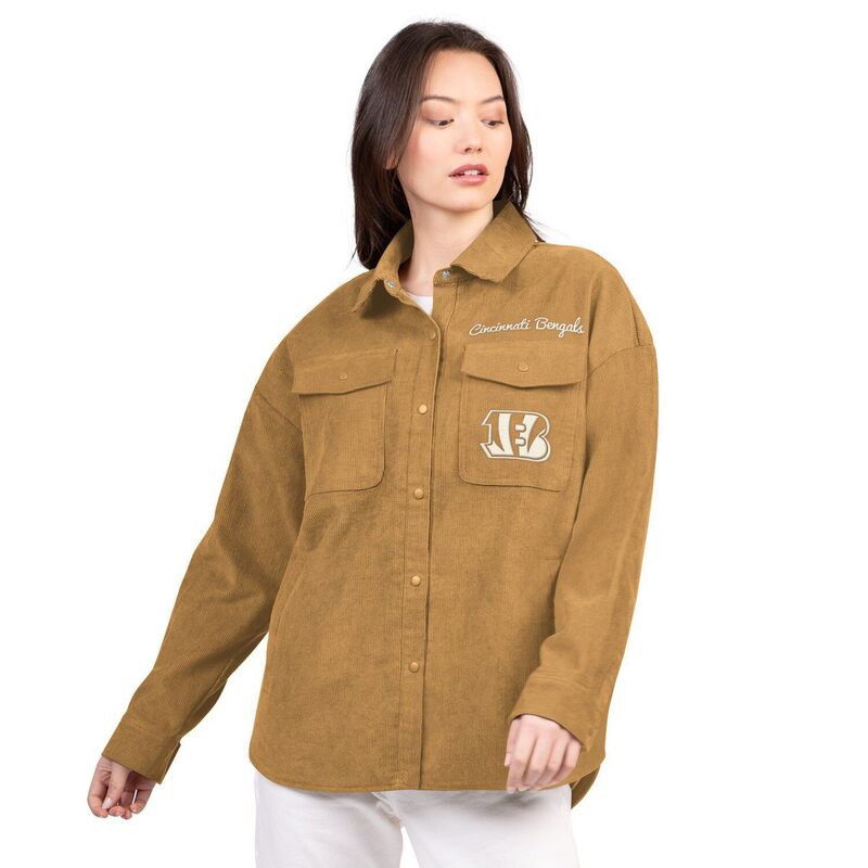 ジースリー フォーハー バイ カール バンクス レディース アウター ジャケット・ブルゾン コーデュロイ Women's G-III 4Her by Carl Banks Brown Cincinnati Bengals Re-Match Corduroy Full-Snap Shacket Bng Brown ブラウン
