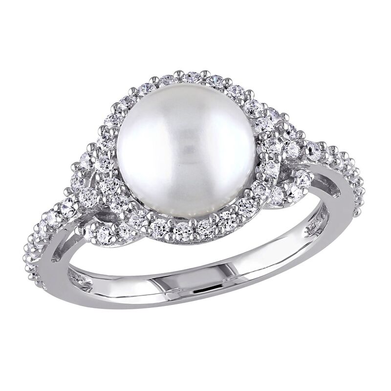 アンブランデッド レディース アクセサリー リング Unbranded Sterling Silver Freshwater Cultured Pearl & Cubic Zirconia Ring White ホワイト