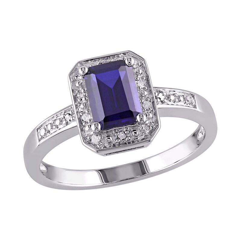ステラ グレース レディース アクセサリー リング Stella Grace Sterling Silver Lab-Created Sapphire andiamond Accent Octagonal Halo Ring Blue ブルー