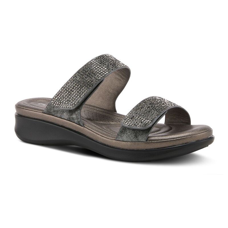 フレクサス レディース シューズ サンダル Flexus by Spring Step Bling Women'slide Sandals Pewter ピューター｜ReVida 店