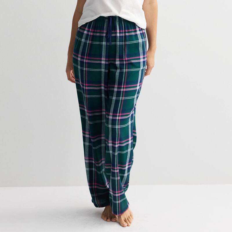 ソノマ レディース アンダーウェア ナイトウェア パンツ トール Women's Tall Sonoma Goods For Life Flannel Pajama Pants Green Retro Plaid グリーン