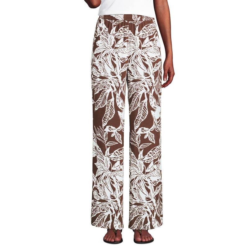ランズエンド レディース ボトムス デニムパンツ ワイドレッグ Women's Lands' End High Rise Wide Leg Pants Bark Vanilla Leaves