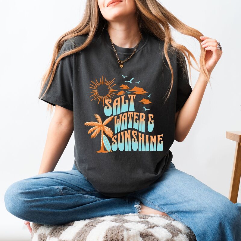Simply Sage Market レディース トップス ティーシャツ Simply Sage Market Salt Water And Sunshine Garment Dyed Tee Pepper サルヴィア レディースファッション-トップス-Tシャツ・カットソー