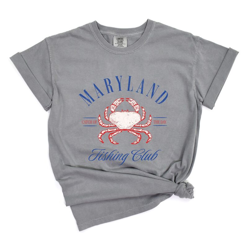 Simply Sage Market レディース トップス ティーシャツ Simply Sage Market Maryland Fishing Club Garment Dyed Tee Grey 薄墨色 Tシャツ・カットソー-レディースファッション-トップス