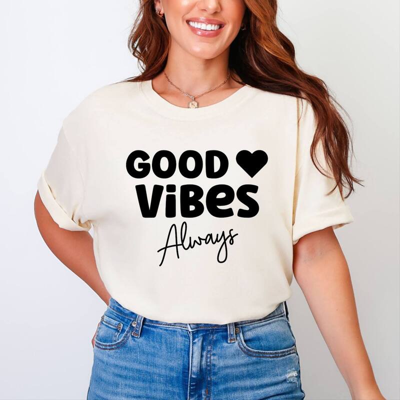 Simply Sage Market レディース トップス ティーシャツ Simply Sage Market Good Vibes Always Garment Dyed Tee Ivory 象牙色 Tシャツ・カットソー-レディースファッション