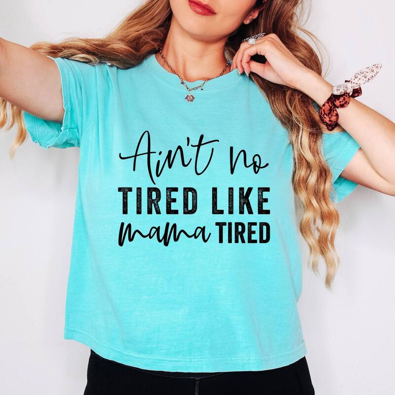 Simply Sage Market レディース トップス ティーシャツ Simply Sage Market Ain\u0027t No Tired Like Mama Tired Boxy Crop Top Chalky Mint ペパーミント Tシャツ・カットソー-レディースファッション