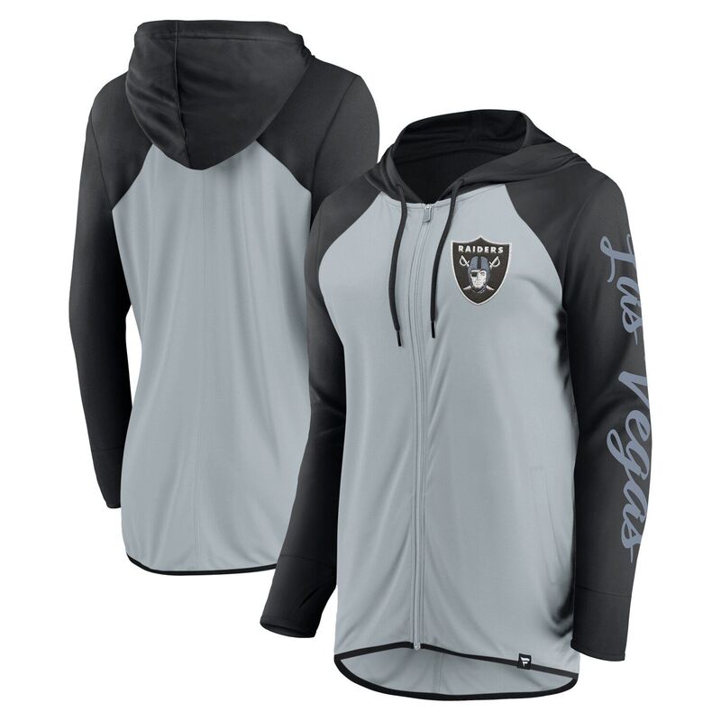 ファナティクス レディース トップス Tシャツ パーカー Women's Fanaticsilver/Black Las Vegas Raiderscript Full-Zip Hoodie Lvr Silver シルバー