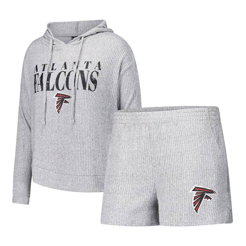 アンブランデッド レディース アンダーウェア ナイトウェア ショートパンツ パーカー Unbranded Women's Conceptsport Gray Atlanta Falcons Juniper Long Sleeve Hoodie Top & Shortset Fal Grey グレー