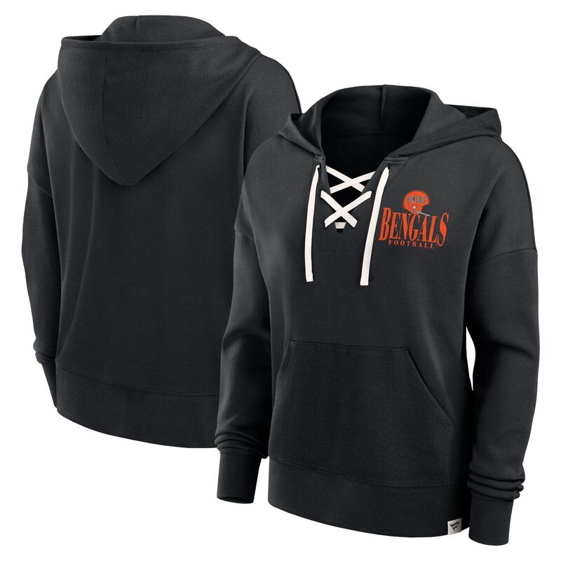 ファナティクス レディース トップス Tシャツ レース パーカー Women's Fanatics Black Cincinnati Bengals Blitz Left Lace-Upullover Hoodie Bng Black ブラック