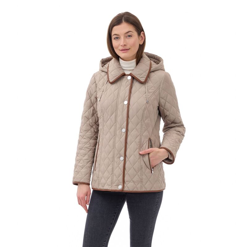 ロンドンフォグ レディース アウター ジャケット・ブルゾン キルティング Women's London Fog Hooded Quilted Jacketaupe トープ