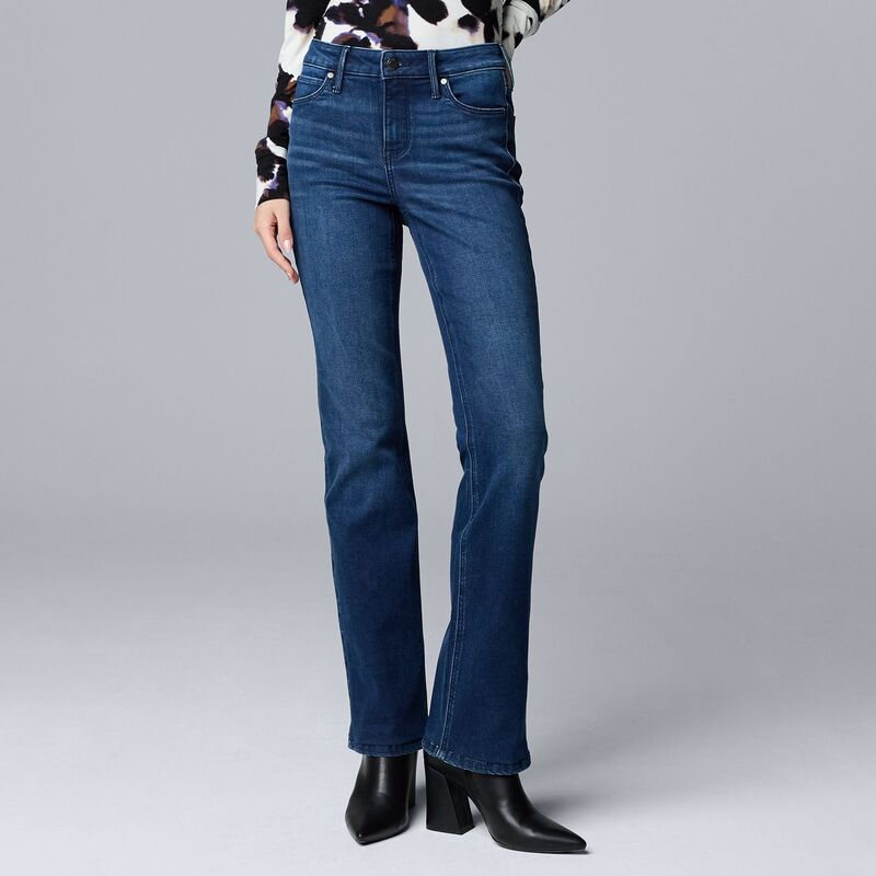 ヴェラウォン レディース ボトムス カジュアルパンツ ブーツカット プチ デニム ブーツ Petite Simply Vera Wang Mid-Rise Bootcut Denim Pants Camila Dark Wash デニム｜ReVida 店