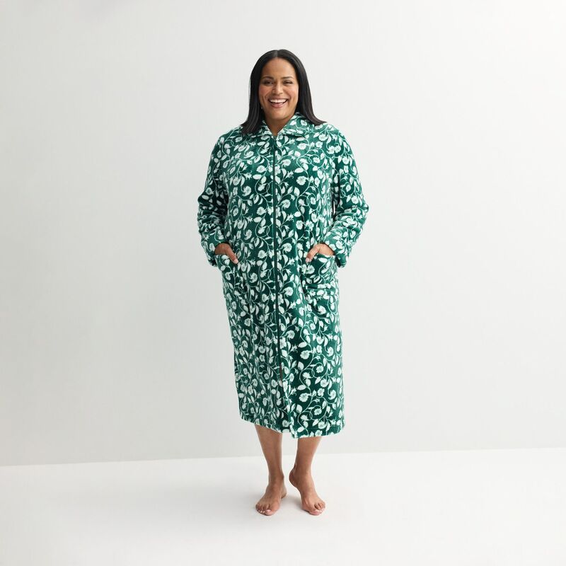 クロフト＆バロー レディース アンダーウェア ナイトウェア プラスサイズ Women's Plus Croft & Barrow Long Plush Zip Front Robe Greta Floral 7,650円