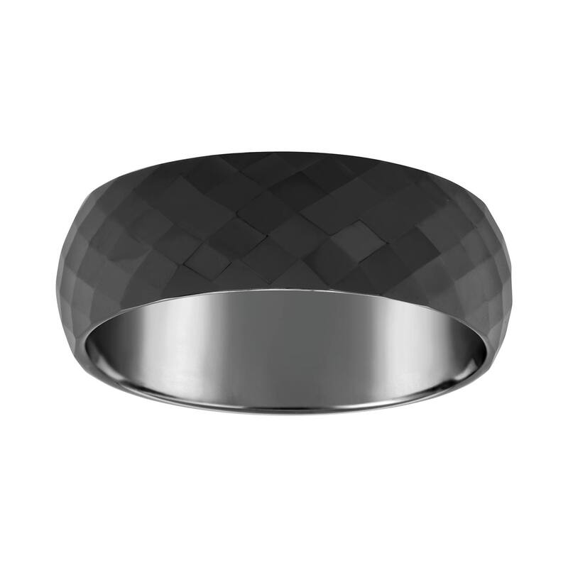 【送料無料】 アンブランデッド メンズ リング アクセサリー Men's 7.5mm Faceted Ceramic Wedding Band Ring Black 27,820円