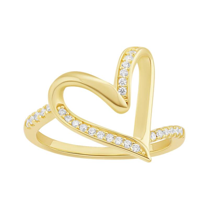 プリムローズ レディース アクセサリー リング PRIMROSE Sterling Silver Polished Cubic Zirconia Twist Heart Ringold Tone ゴールド