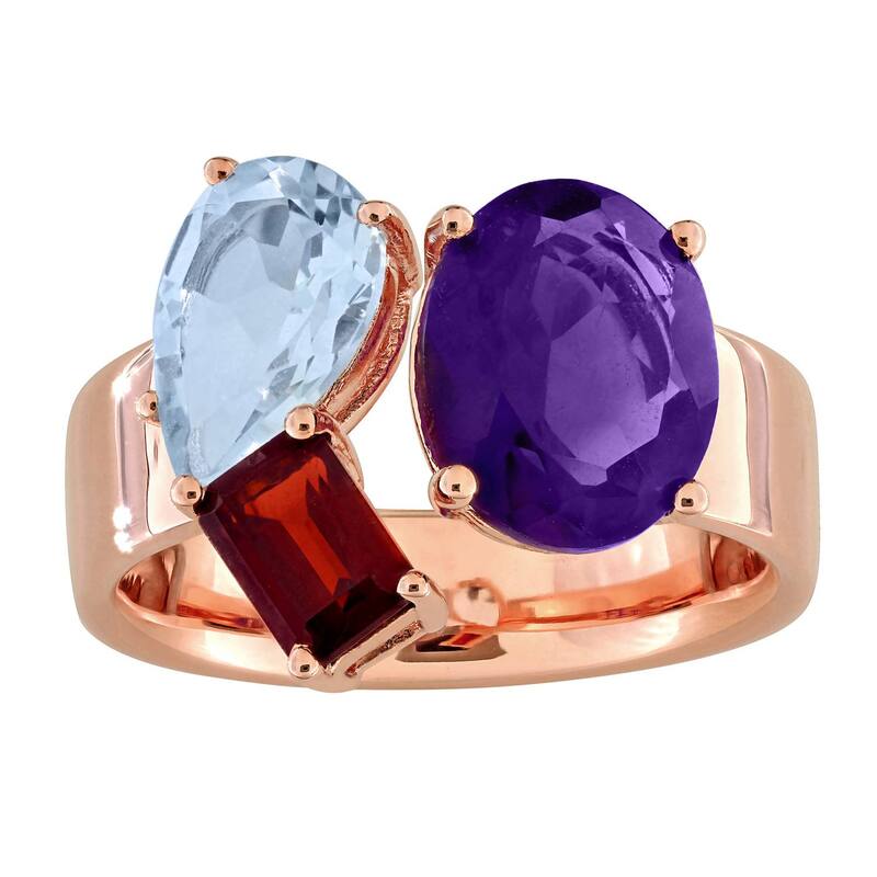 ステラ グレース レディース アクセサリー リング Stella Grace 18K Rose Gold Over Silver Multi-Gemstone 3-Stone Ring Rose Tone ストーン 32,370円