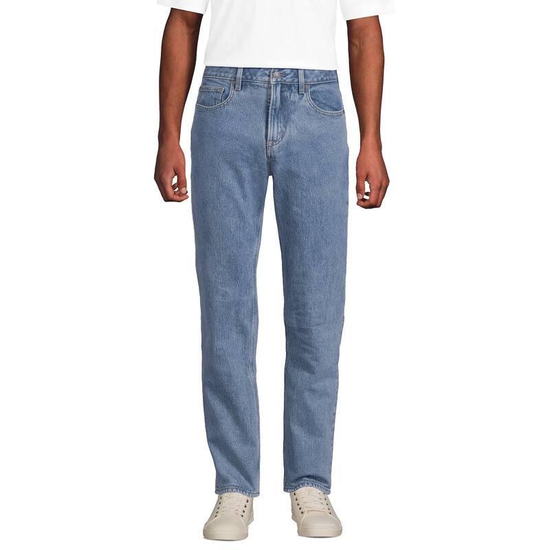 ランズエンド メンズ ボトムス デニムパンツ ジーンズ Men's Lands' End Comfort Waist Flannelined Jeans Medium Stonewash|ReVida 店