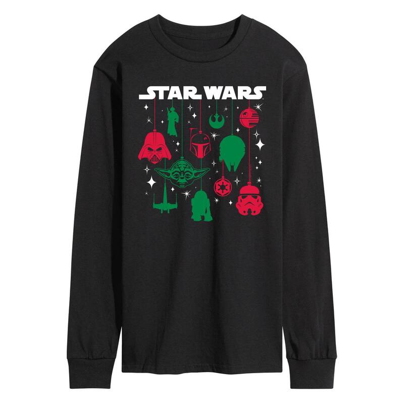 スター ウォーズ メンズ トップス Tシャツ ロゴ グラフィック Men'star Wars Logo Christmas Ornaments Long Sleeve Graphic Tee Black ブラック｜ReVida 店