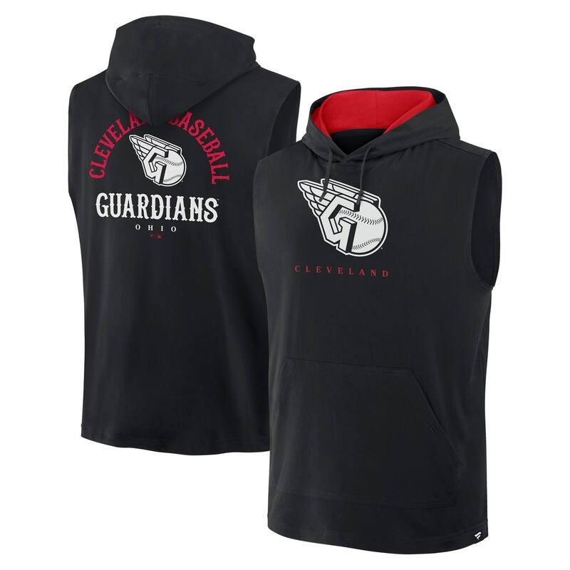ファナティクス メンズ トップス ティーシャツ ノースリーブ パーカー Men\u0027s Fanatics Black Cleveland Guardians Fire Speed Sleeveless Pullover Hoodie Grd Black 黒いこと メンズファッション-Tシャツ・カットソー-トップス