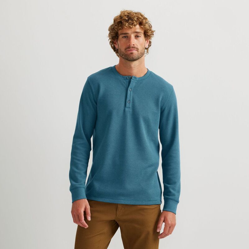 エディー バウアー メンズ トップス Tシャツ Eddie Bauer Men's Thermalong Sleeve Henley Sea Blue ブルー