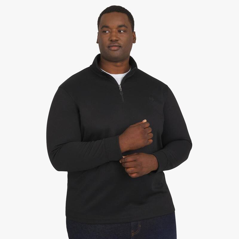 チャップス メンズ アウター 編み物・スウェーター トール Big \u0026 Tall Chaps Long Sleeve 1/4 Zip Knit Sweater American Black 黒いこと メンズファッション-ニット・セーター