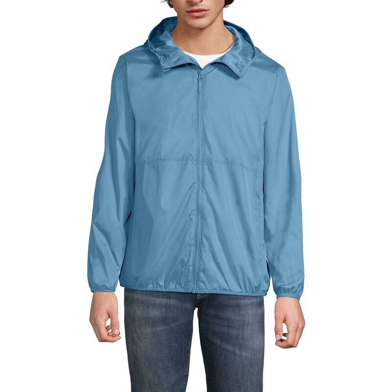 ランズ挙げ句のはて メンズ アウター 上衣・上衣 Men\u0027s Lands\u0027 End UPF 50 Windbreaker Jacket Stonewash Blue 青味