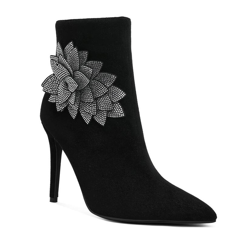 ロンドンラグ レディース シューズ ブーツ・レインブーツ London Rag Yarrowomen's Rhinestone Petal Detail Boots Black ブラック