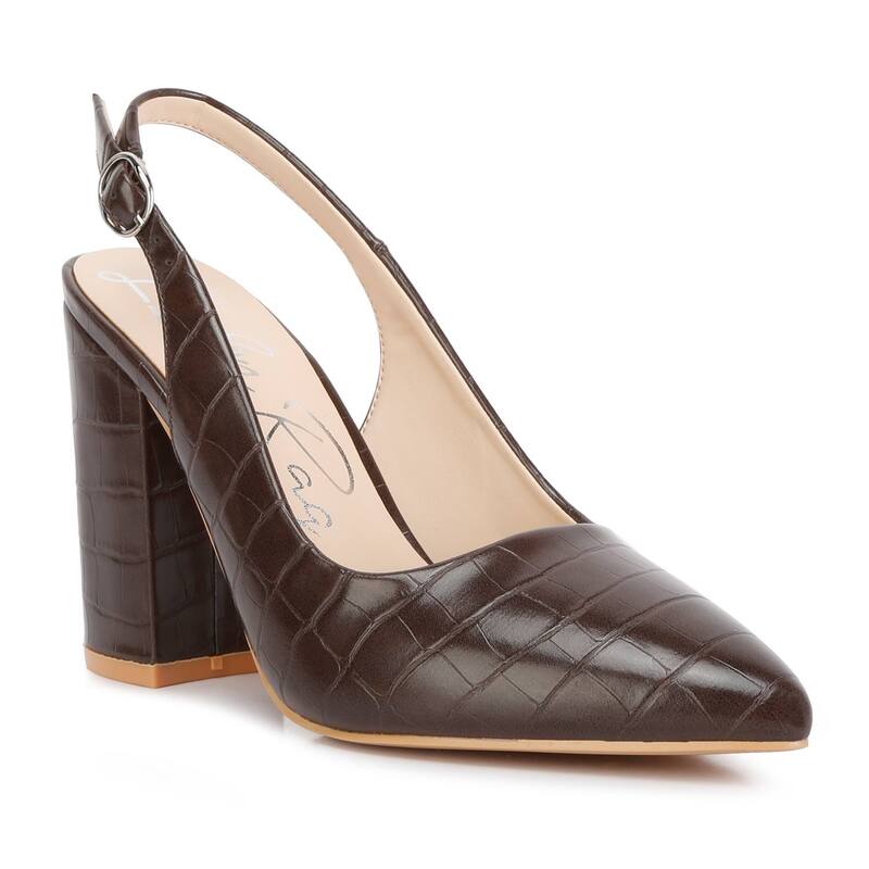 ロンドンラグ レディース シューズ パンプス ヒール London Rag Macha Croctexture Women'slingback Heels Brown ブラウン