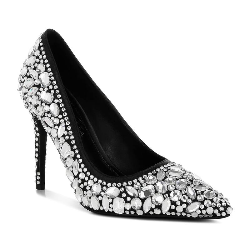 ロンドンラグ レディース シューズ パンプス London Rag Iceout Women's Diamate & Rhinestone Detail Pointed Toe Pumps Black ブラック