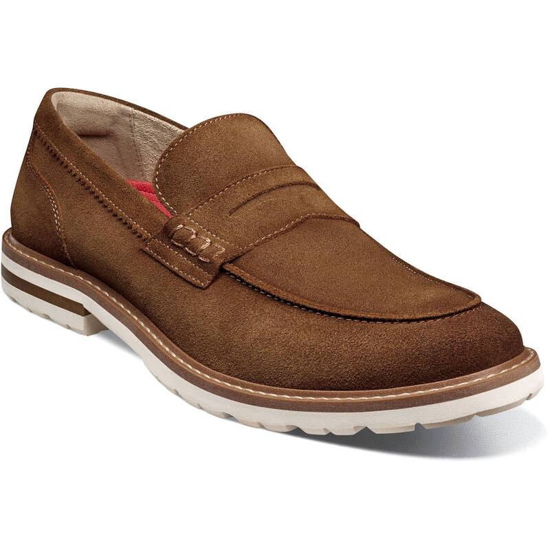 ステイシーアダムス メンズ シューズ スリッポン・ローファー Stacy Adams Hopkins Men's Moc Toe Penny Slip-On Loafers Brown Suede ブラウン|ReVida 店